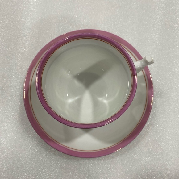 German Antique “Remember Me”Teacup and Saucer Pink Banded Hand Painted Beauty - Picture 11 of 13